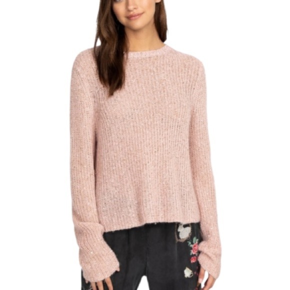 Johnny Was Pink Blush Sequin Alpaca Wool Cozy Sweater Crew Neck Sz Large Office - Picture 3 of 12